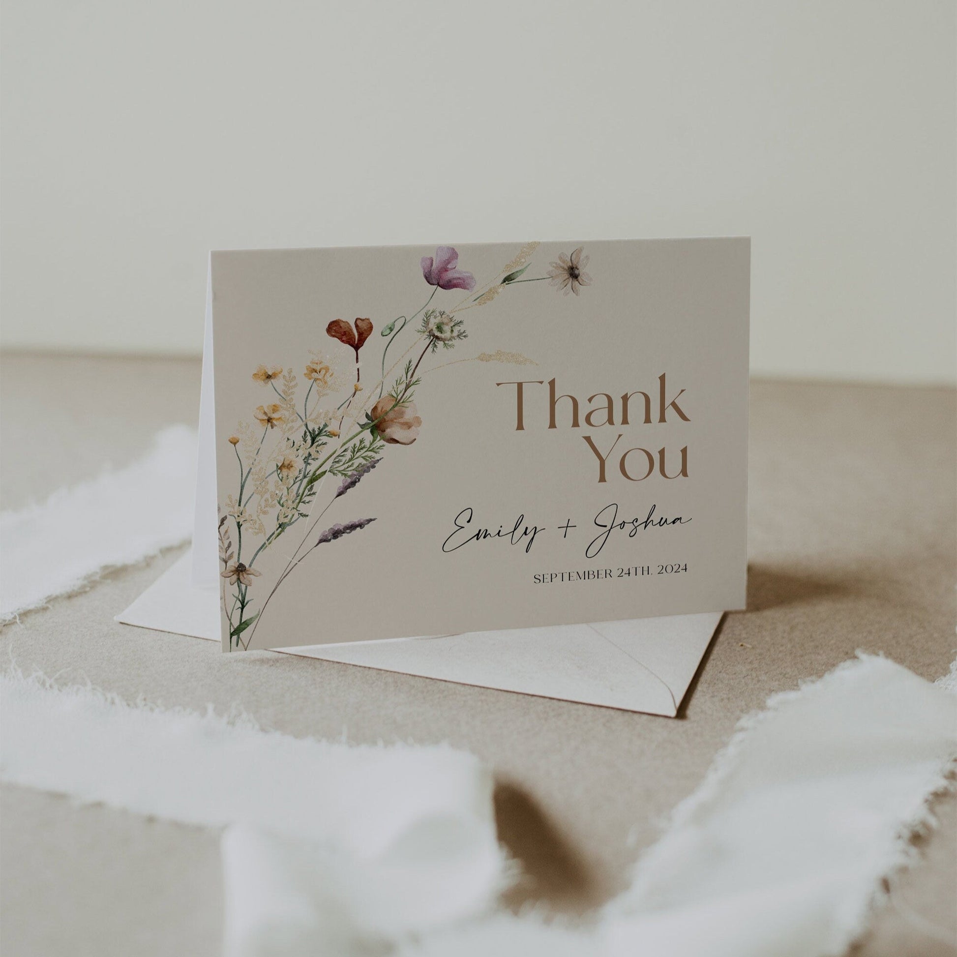 Thank You card | Floral Thank You card | Customizable Thank You card - LovelyTemplatesCo