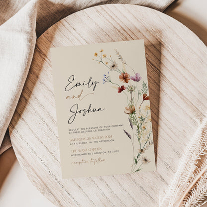 Wedding Invitation Floral, Boho Wedding invitation set - LovelyTemplatesCo