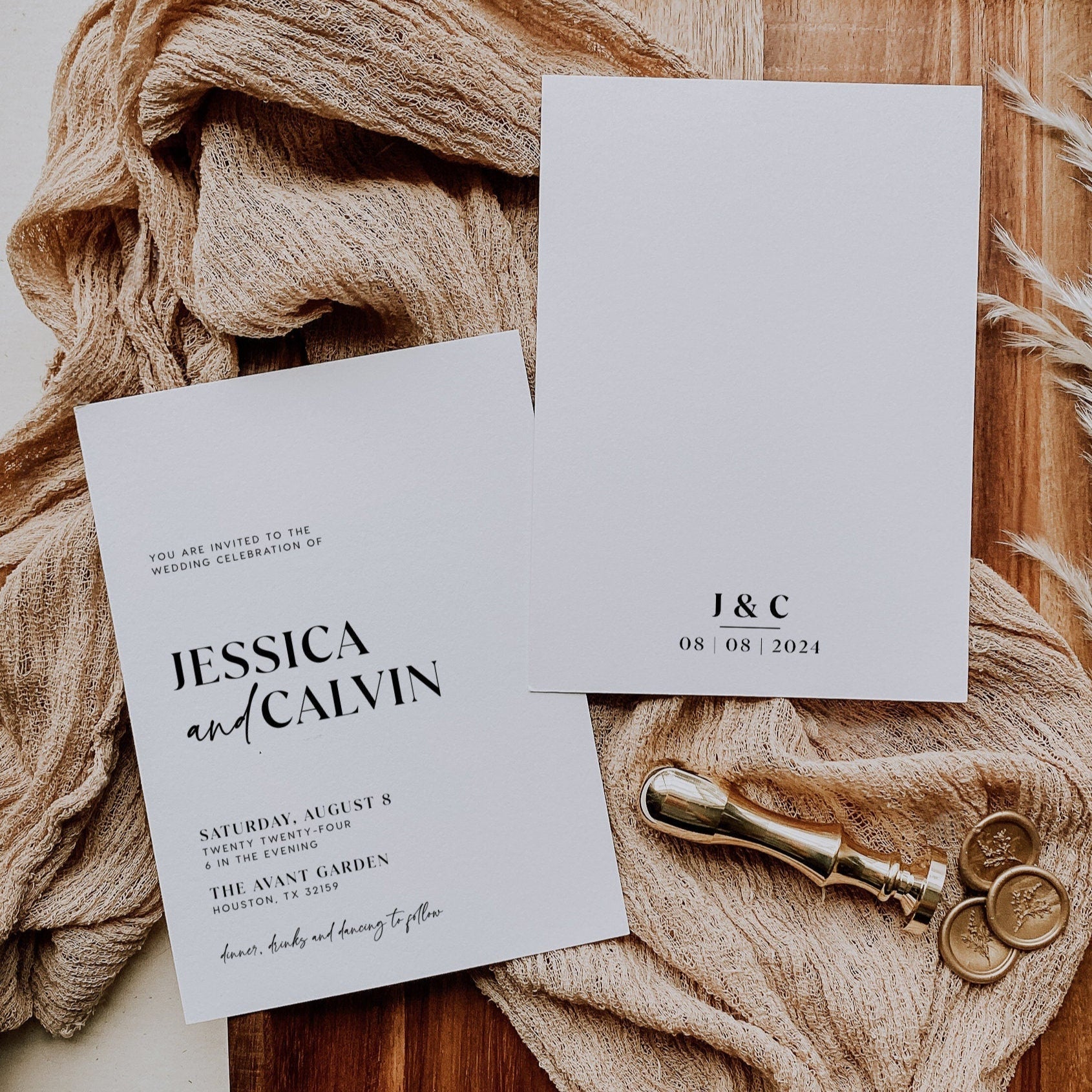 Wedding invitation template, Modern and minimalist wedding invitation set - LovelyTemplatesCo