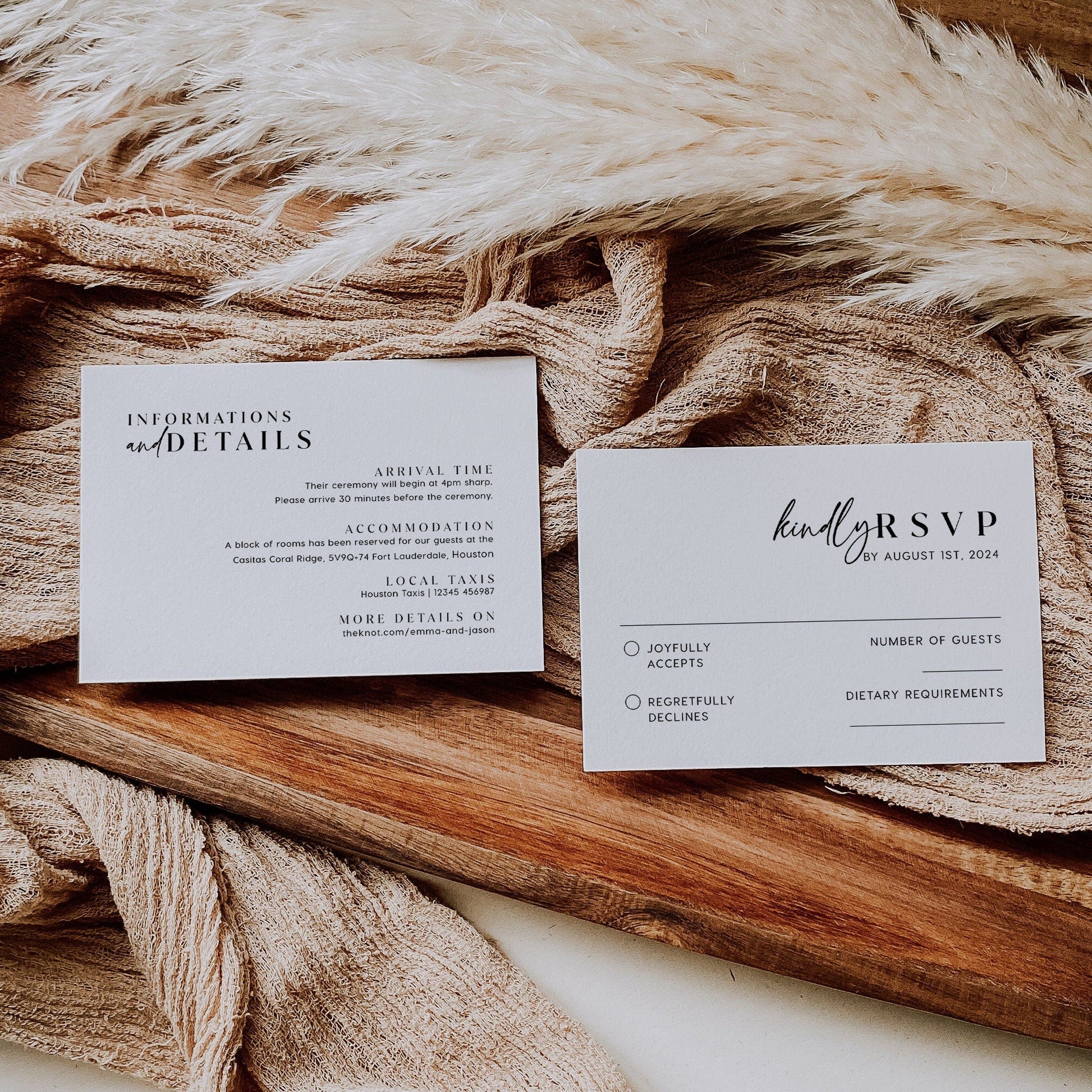 Wedding invitation template, Modern and minimalist wedding invitation set - LovelyTemplatesCo