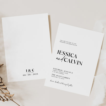 Wedding invitation template, Modern and minimalist wedding invitation set - LovelyTemplatesCo
