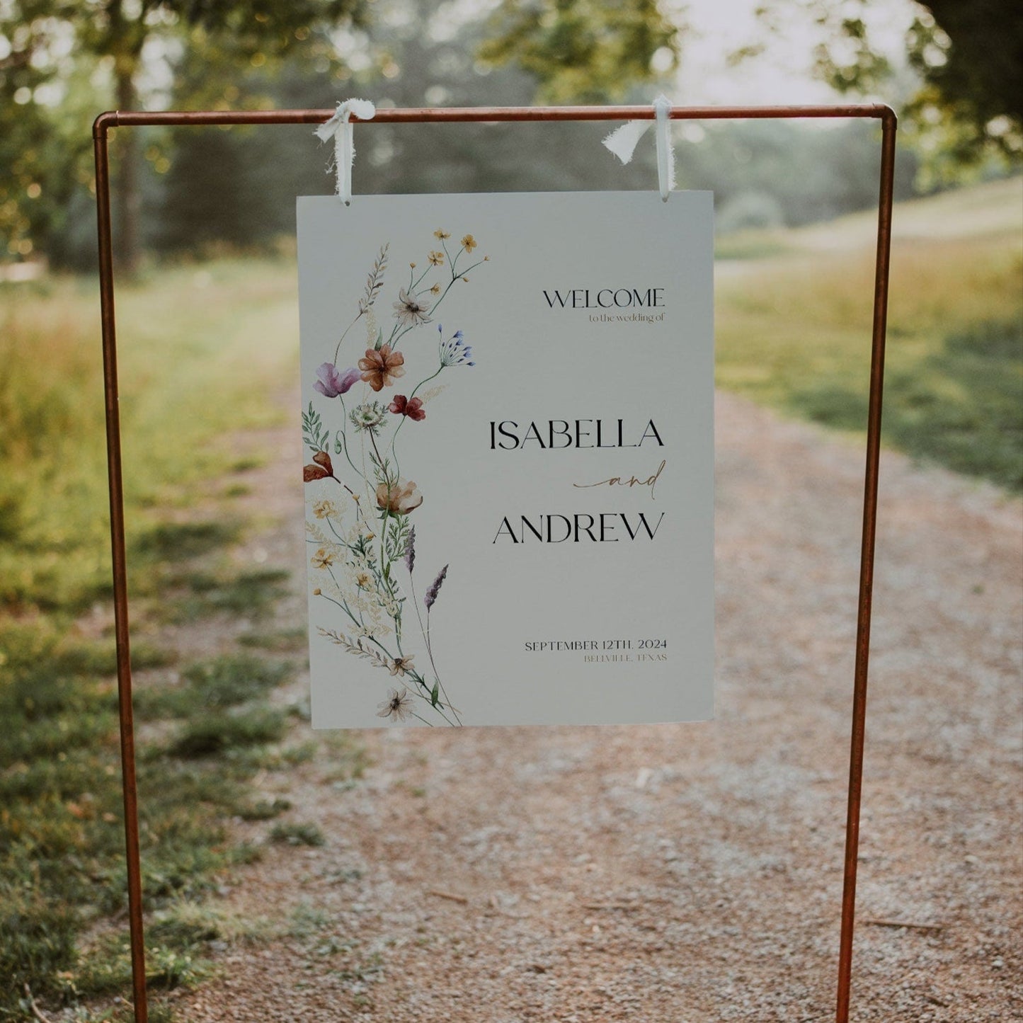 Wedding Welcome Sign | Floral Beige Welcome sign - LovelyTemplatesCo