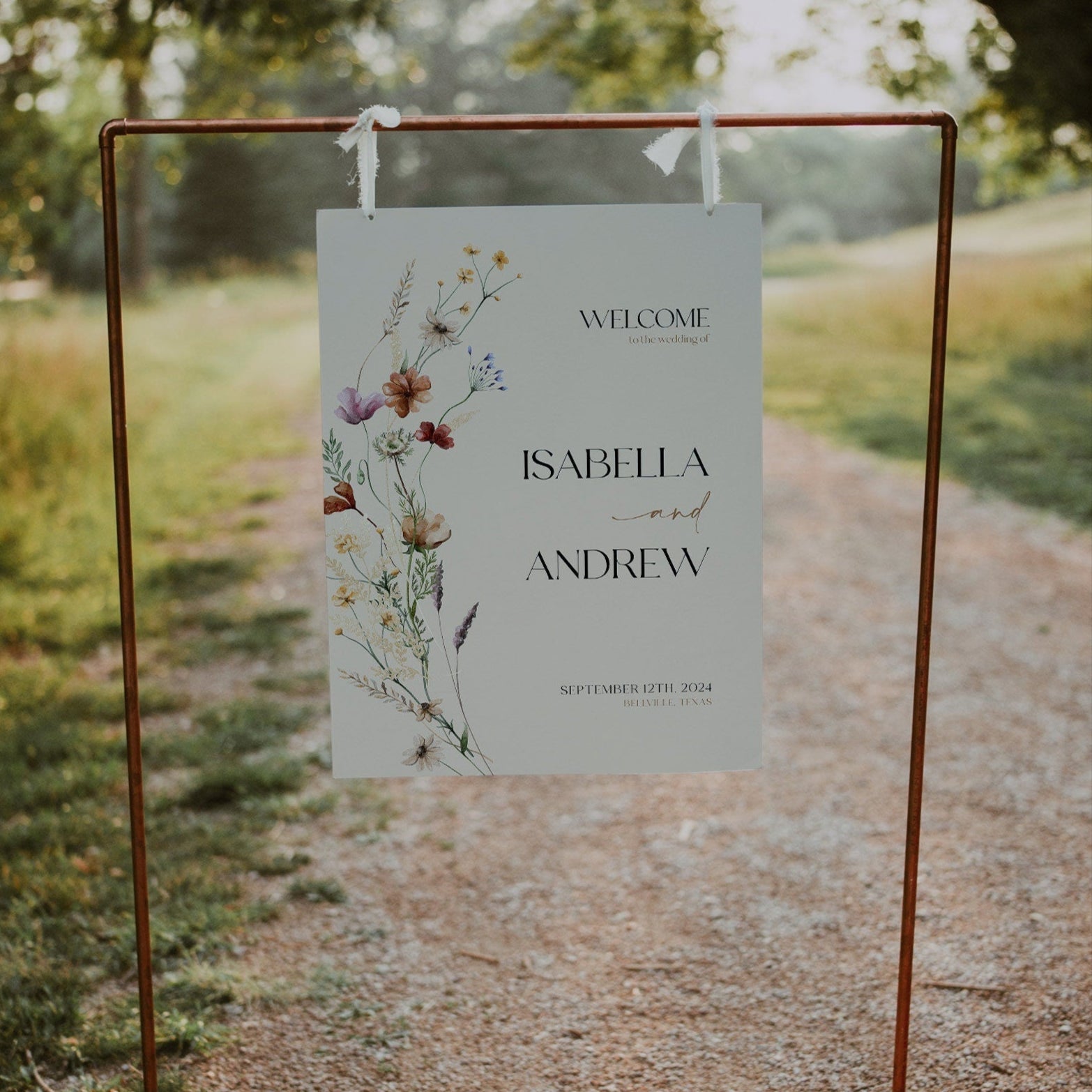 Wedding Welcome Sign | Floral Beige Welcome sign - LovelyTemplatesCo