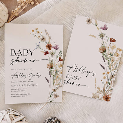 Wildflower Baby shower Invitation bundle - LovelyTemplatesCo