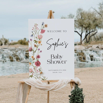 Wildflower Baby Shower Welcome sign - LovelyTemplatesCo