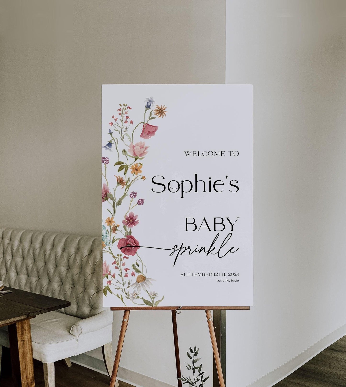 Wildflower Baby Sprinkle Welcome Sign - LovelyTemplatesCo