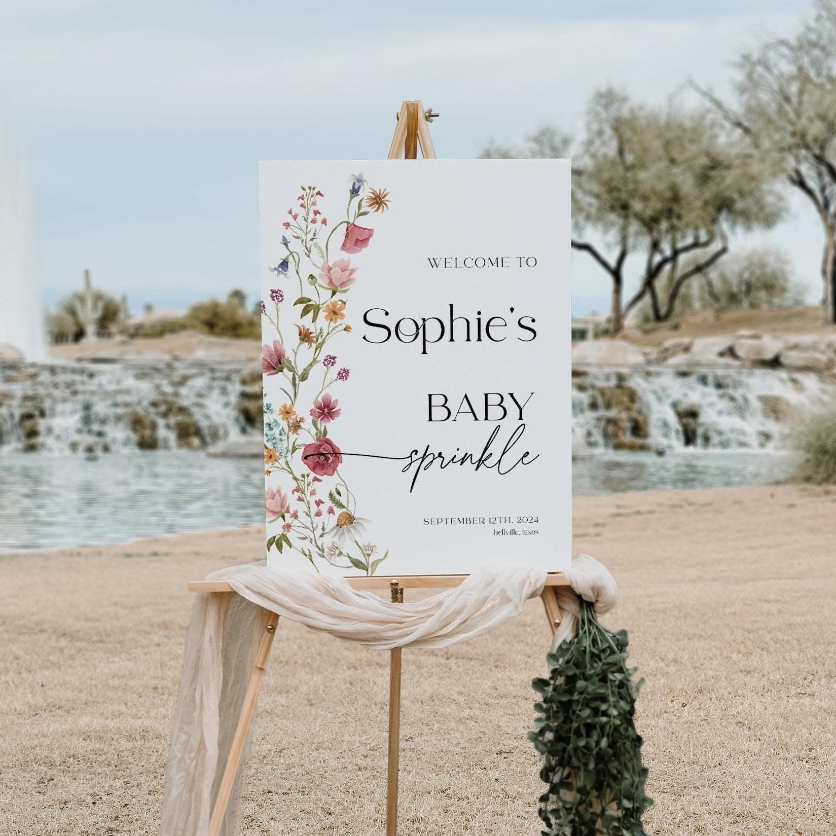 Wildflower Baby Sprinkle Welcome Sign - LovelyTemplatesCo