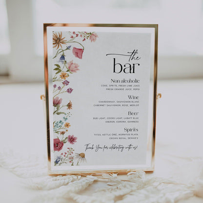 Wildflower Bar Menu Sign - LovelyTemplatesCo