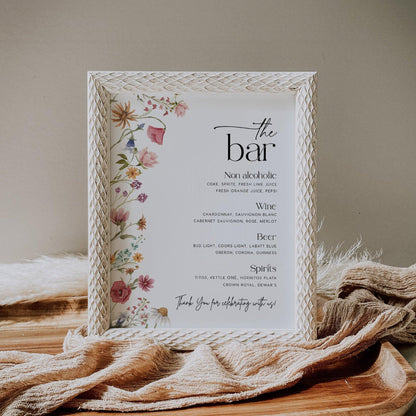Wildflower Bar Menu Sign - LovelyTemplatesCo