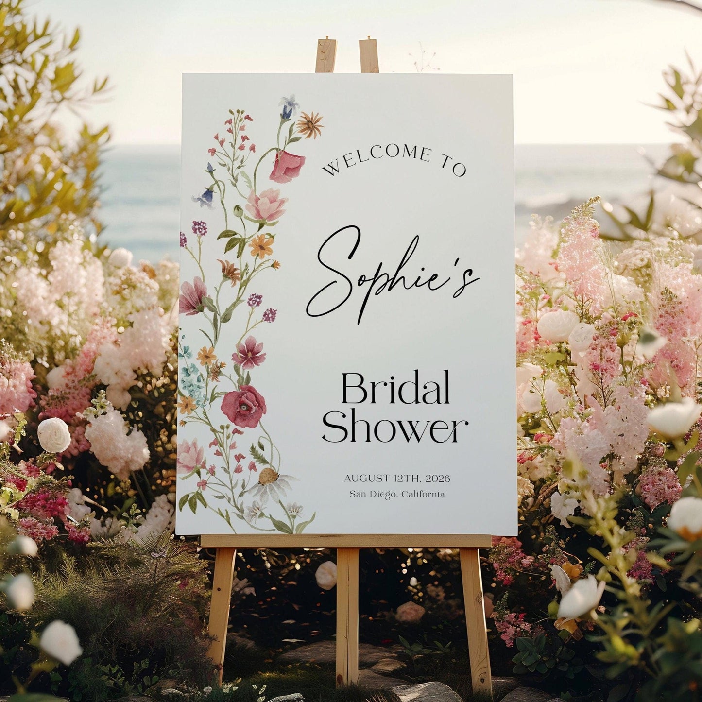 Wildflower Bridal Shower welcome sign - LovelyTemplatesCo