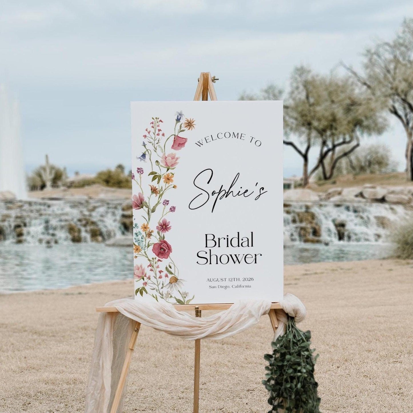 Wildflower Bridal Shower welcome sign - LovelyTemplatesCo