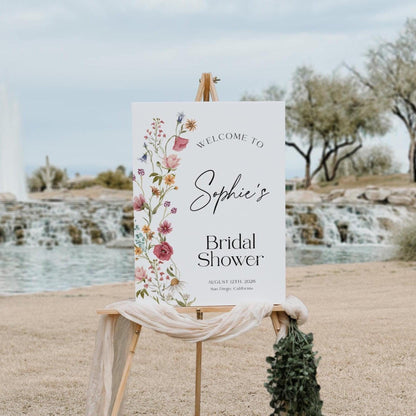 Wildflower Bridal Shower welcome sign - LovelyTemplatesCo