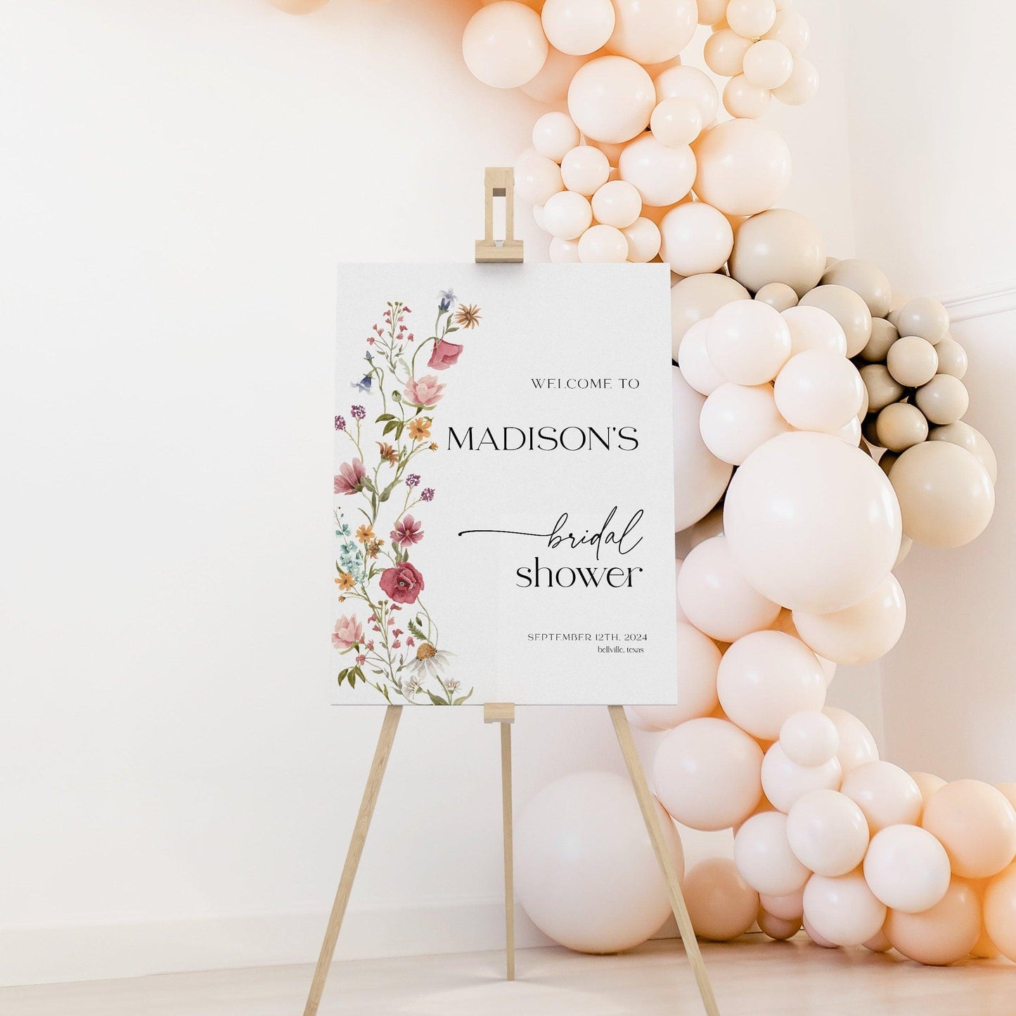 Wildflower Bridal Shower Welcome sign - LovelyTemplatesCo