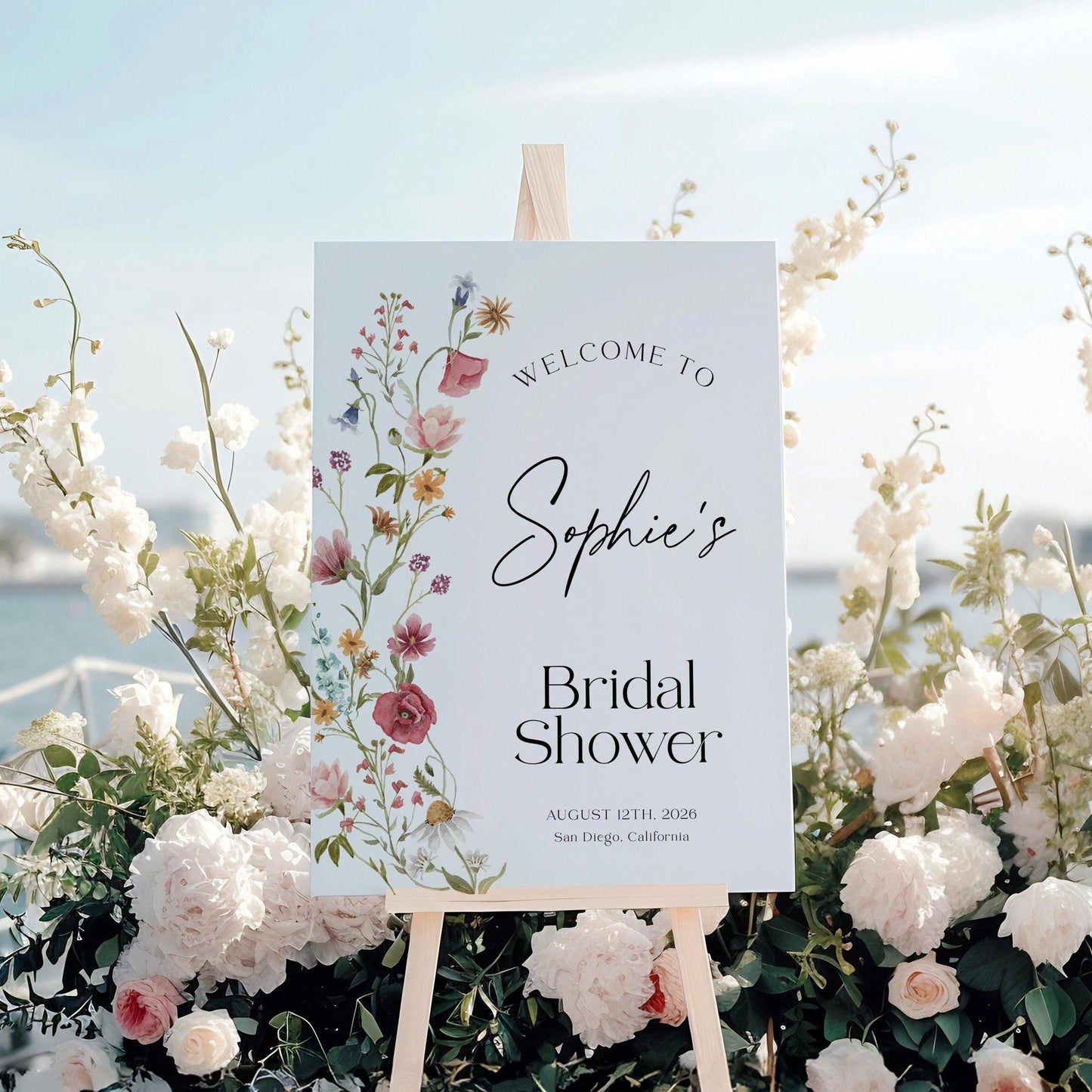 Wildflower Bridal Shower welcome sign - LovelyTemplatesCo