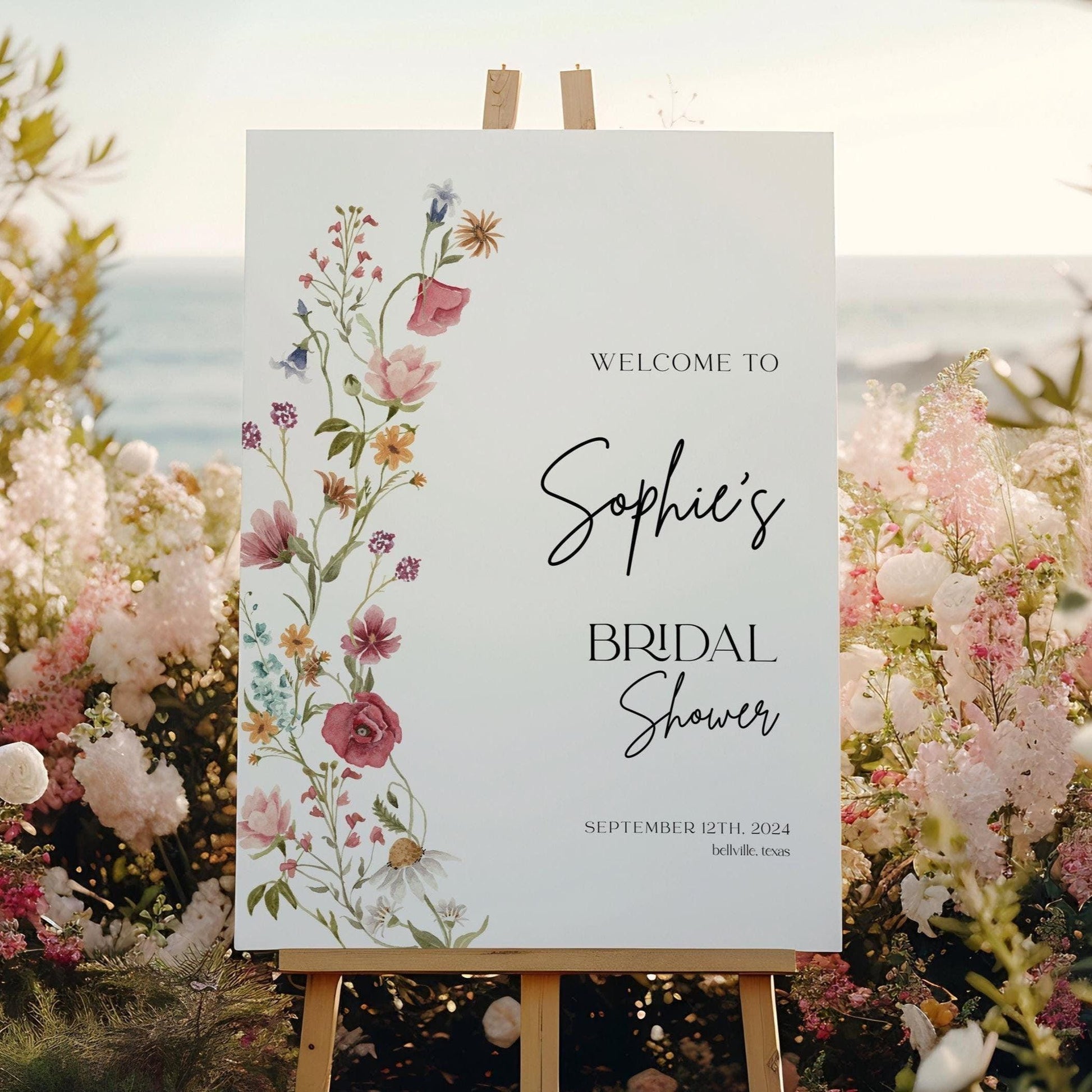 Wildflower Bridal Shower Welcome sign - LovelyTemplatesCo