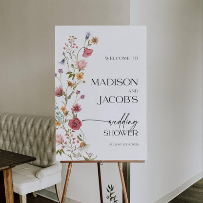 Wildflower Bridal Shower Welcome sign - LovelyTemplatesCo