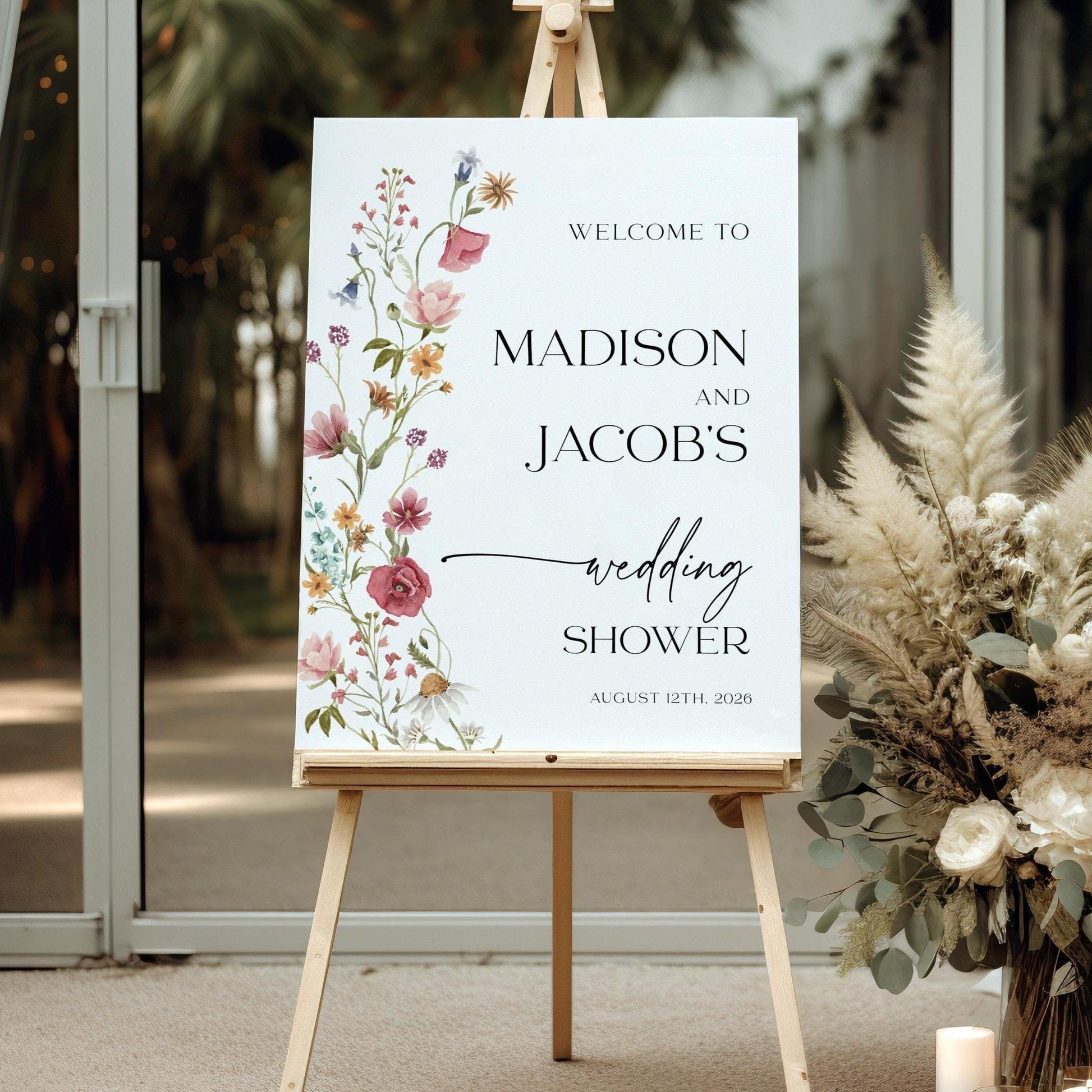 Wildflower Bridal Shower Welcome sign - LovelyTemplatesCo