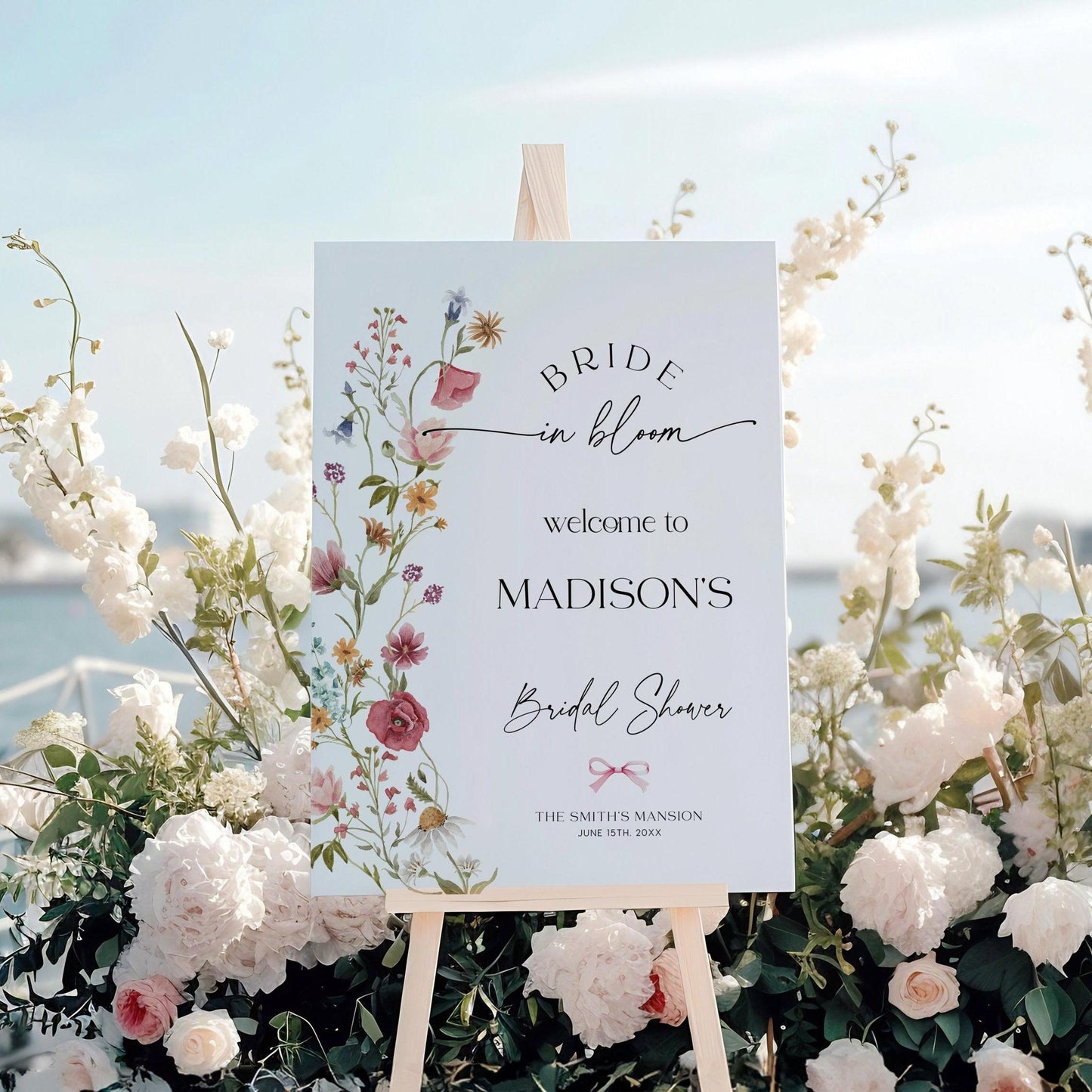 Wildflower Bridal Shower Welcome sign - LovelyTemplatesCo