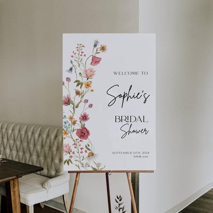 Wildflower Bridal Shower Welcome sign - LovelyTemplatesCo