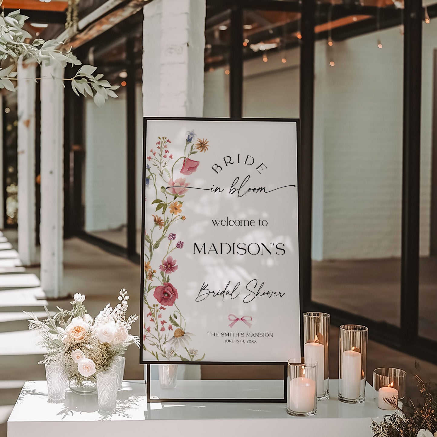 Wildflower Bridal Shower Welcome sign - LovelyTemplatesCo