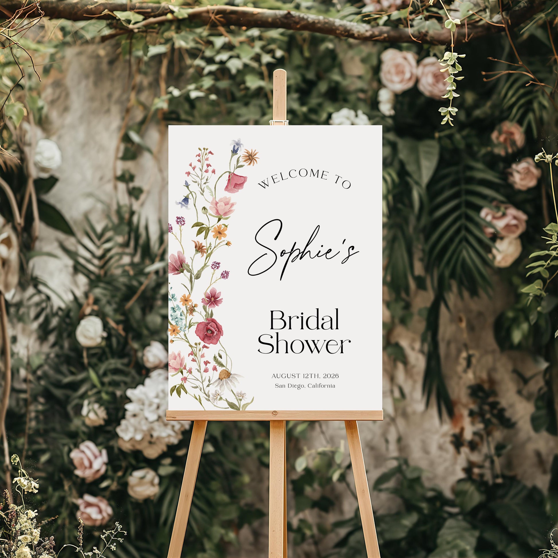 Wildflower Bridal Shower welcome sign - LovelyTemplatesCo