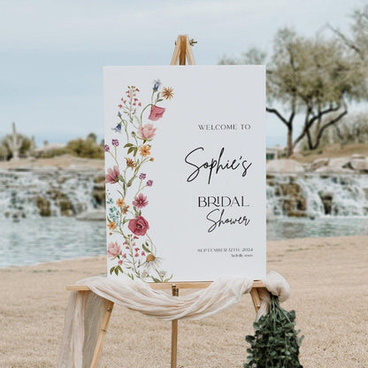 Wildflower Bridal Shower Welcome sign - LovelyTemplatesCo