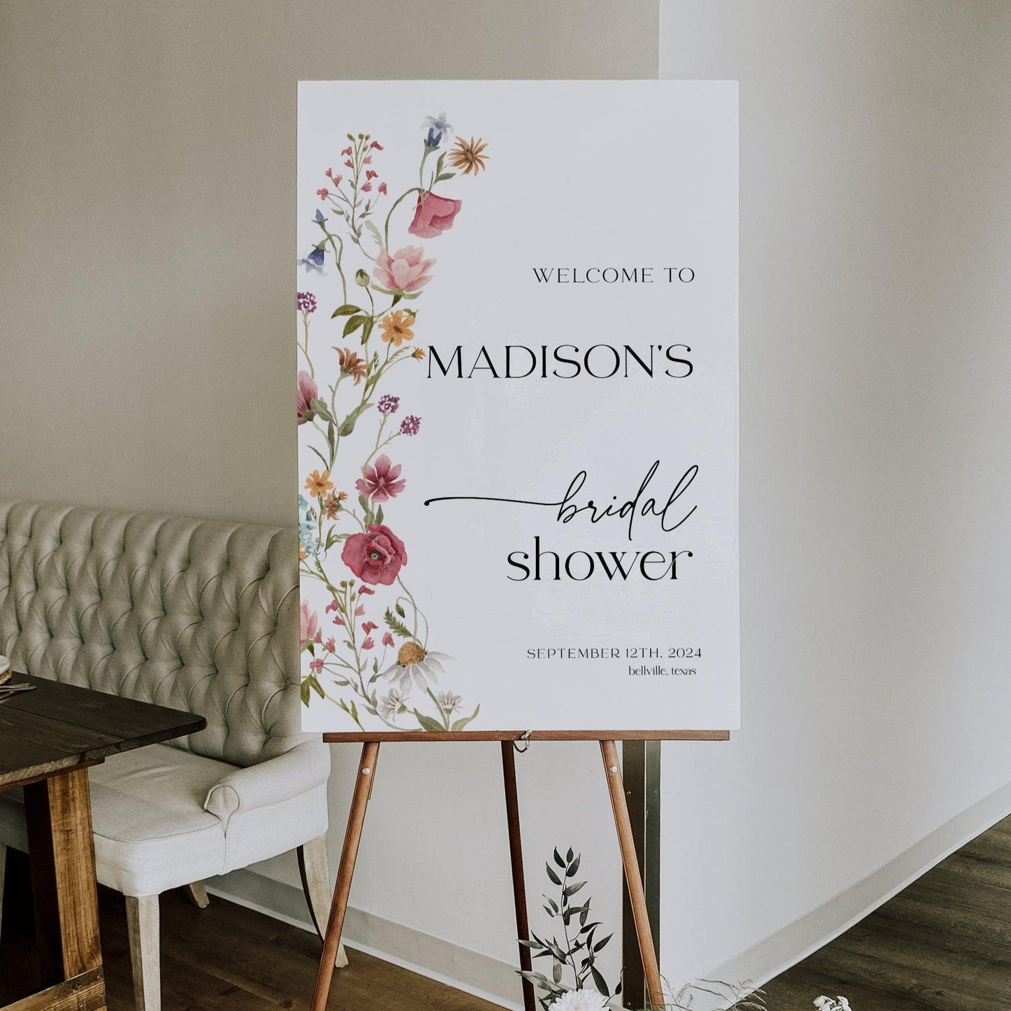 Wildflower Bridal Shower Welcome sign - LovelyTemplatesCo