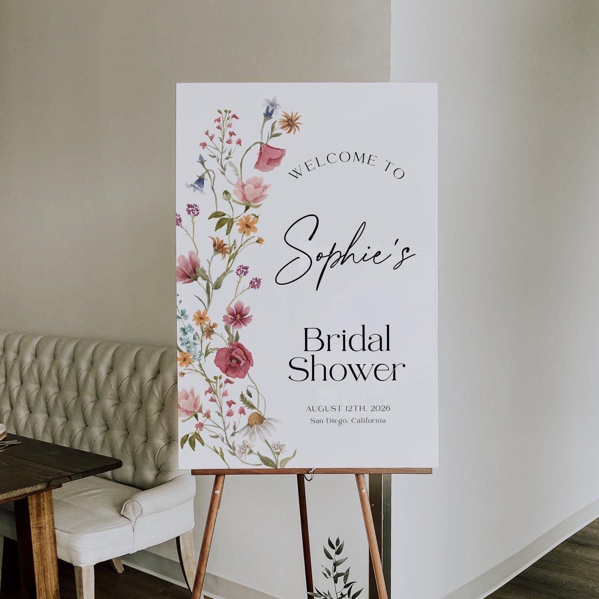 Wildflower Bridal Shower welcome sign - LovelyTemplatesCo