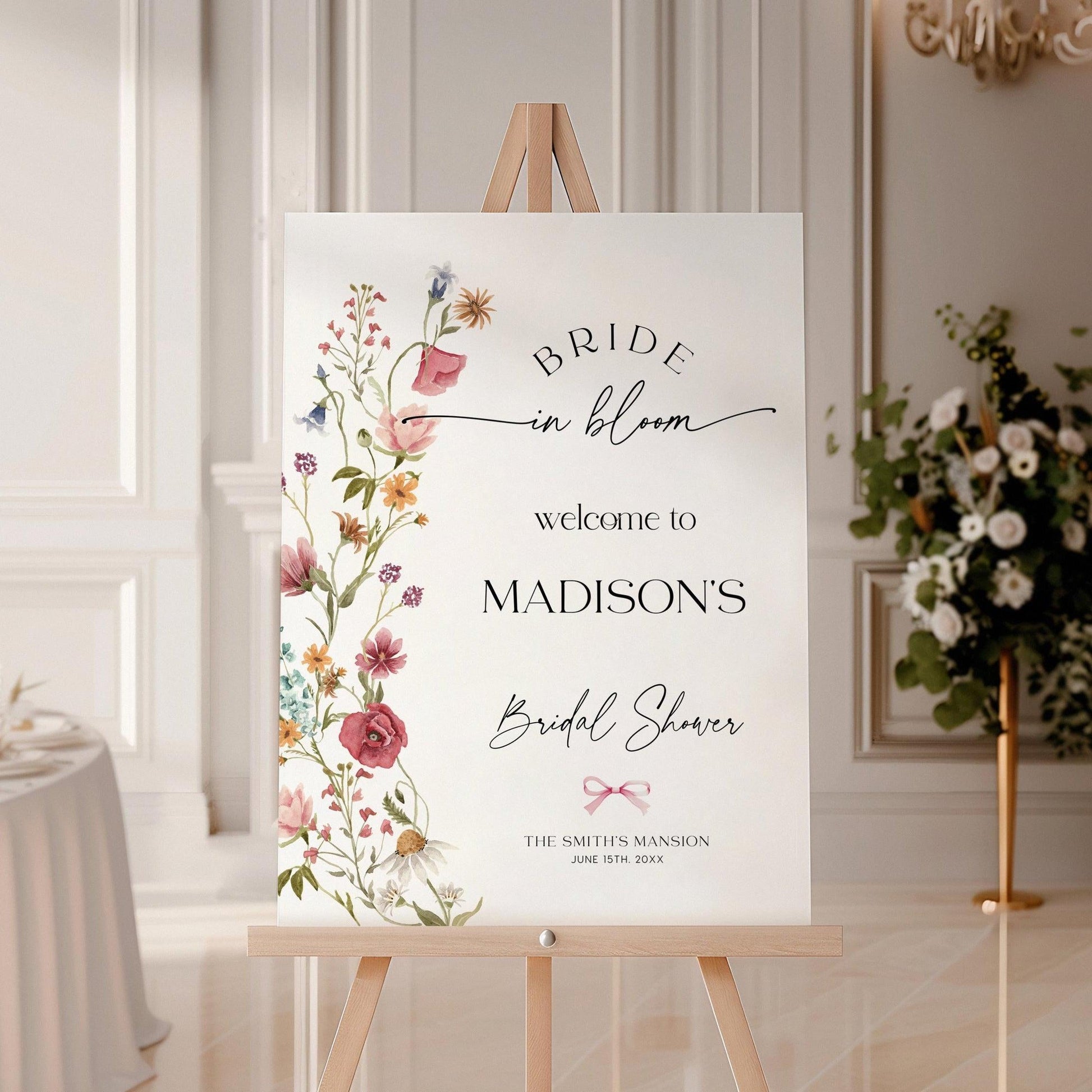 Wildflower Bridal Shower Welcome sign - LovelyTemplatesCo