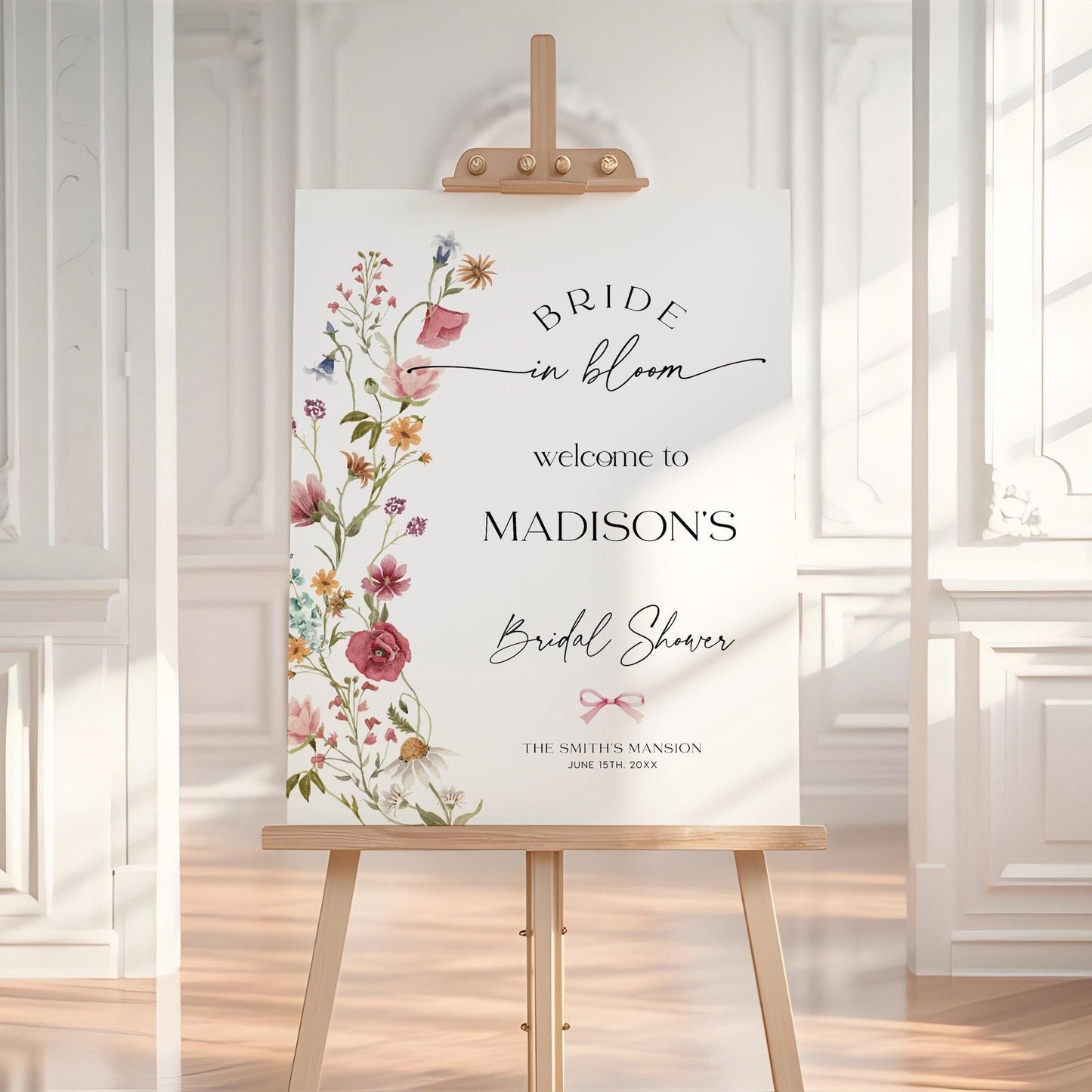 Wildflower Bridal Shower Welcome sign - LovelyTemplatesCo