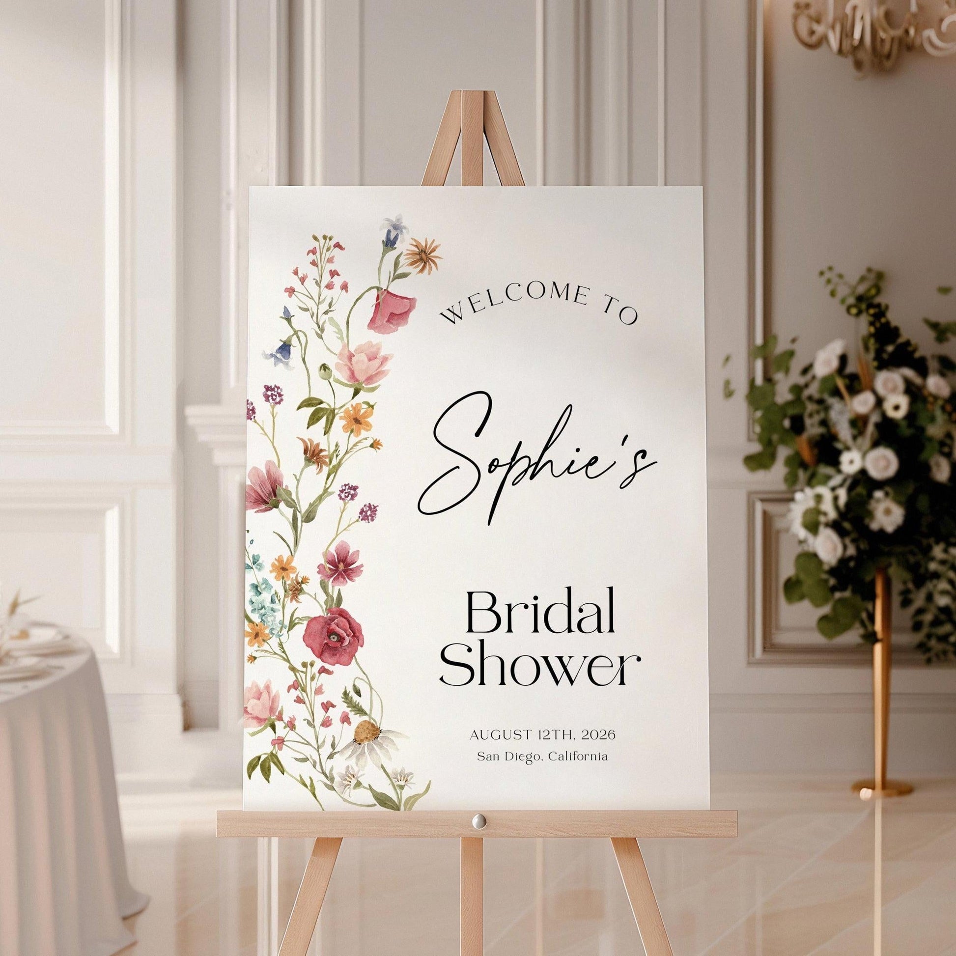 Wildflower Bridal Shower welcome sign - LovelyTemplatesCo