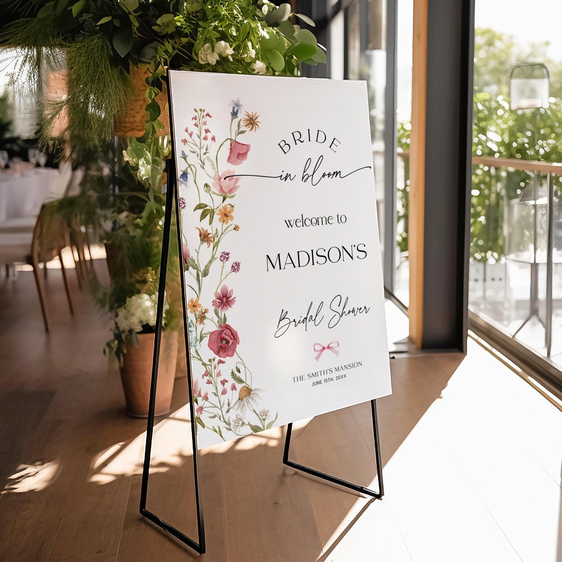 Wildflower Bridal Shower Welcome sign - LovelyTemplatesCo