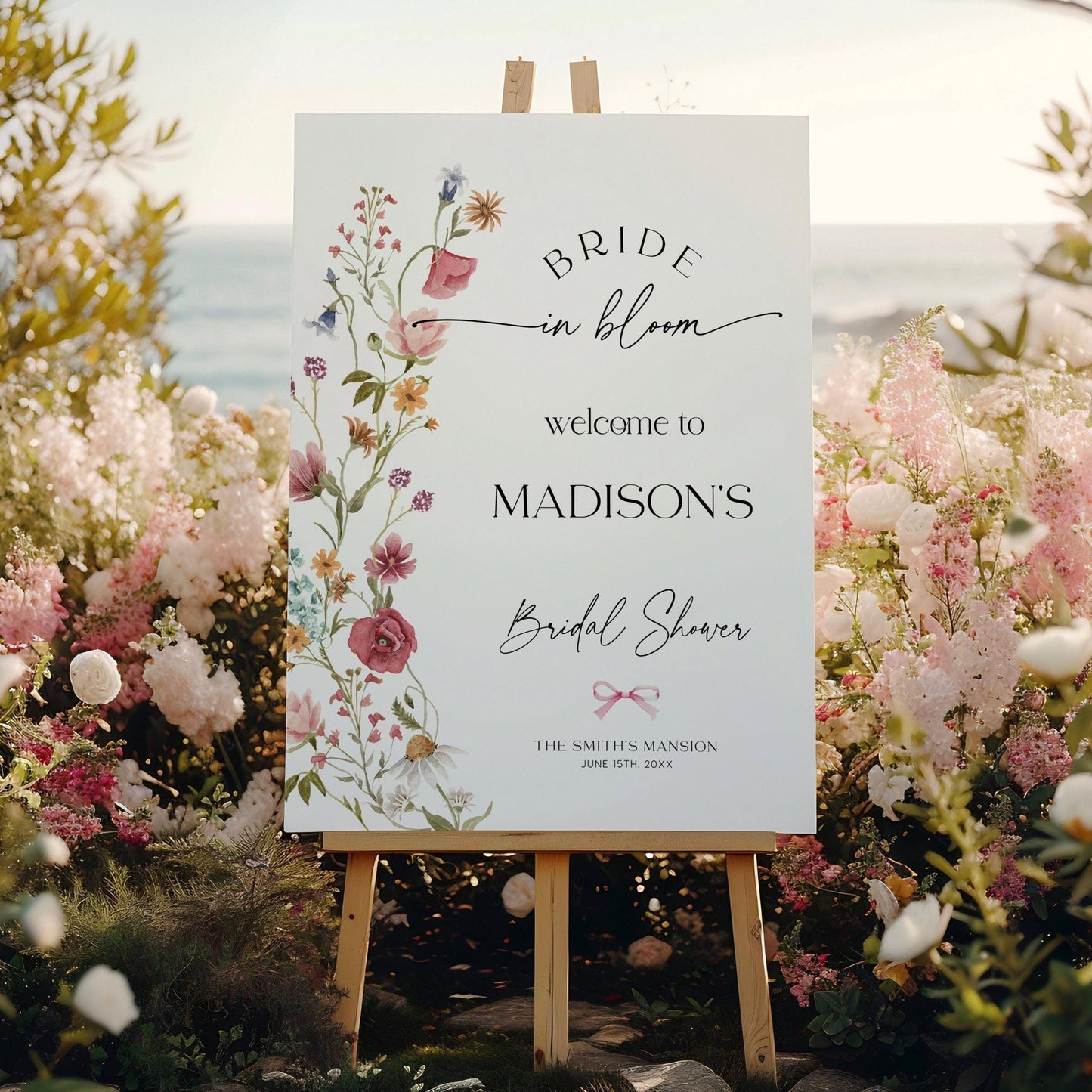 Wildflower Bridal Shower Welcome sign - LovelyTemplatesCo