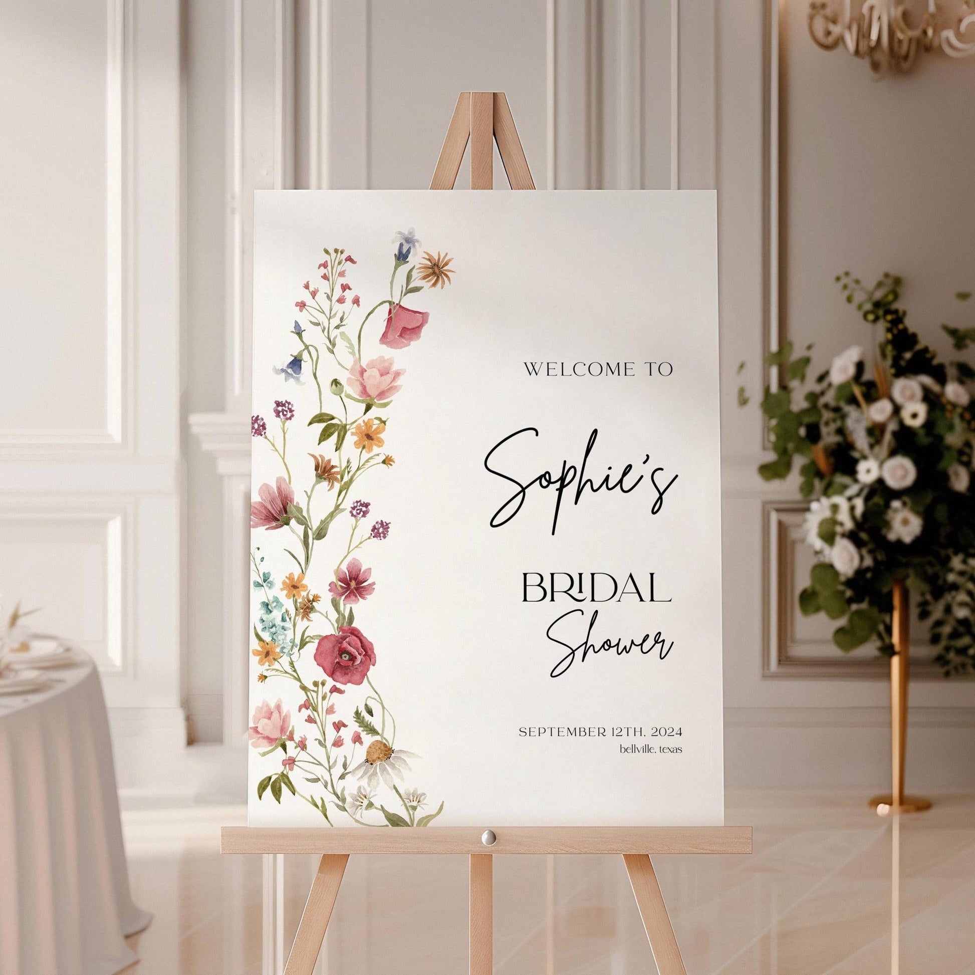 Wildflower Bridal Shower Welcome sign - LovelyTemplatesCo