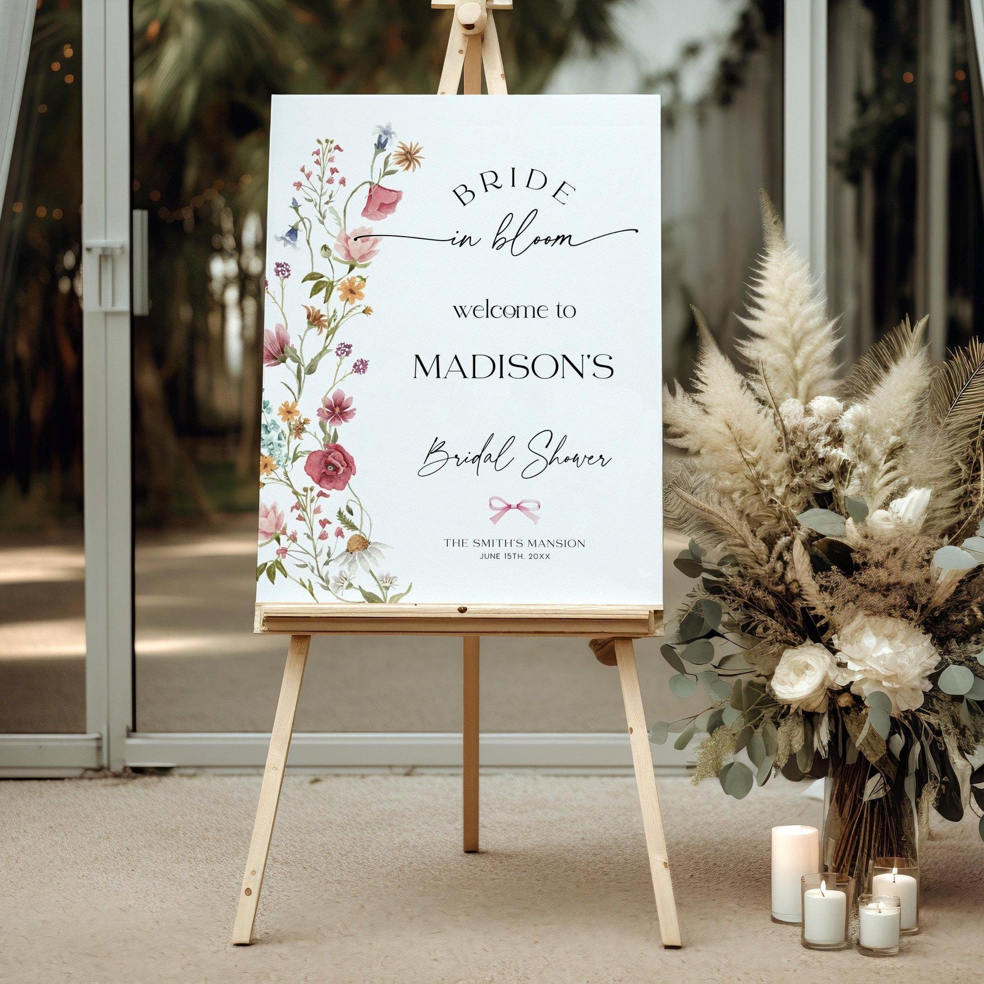 Wildflower Bridal Shower Welcome sign - LovelyTemplatesCo