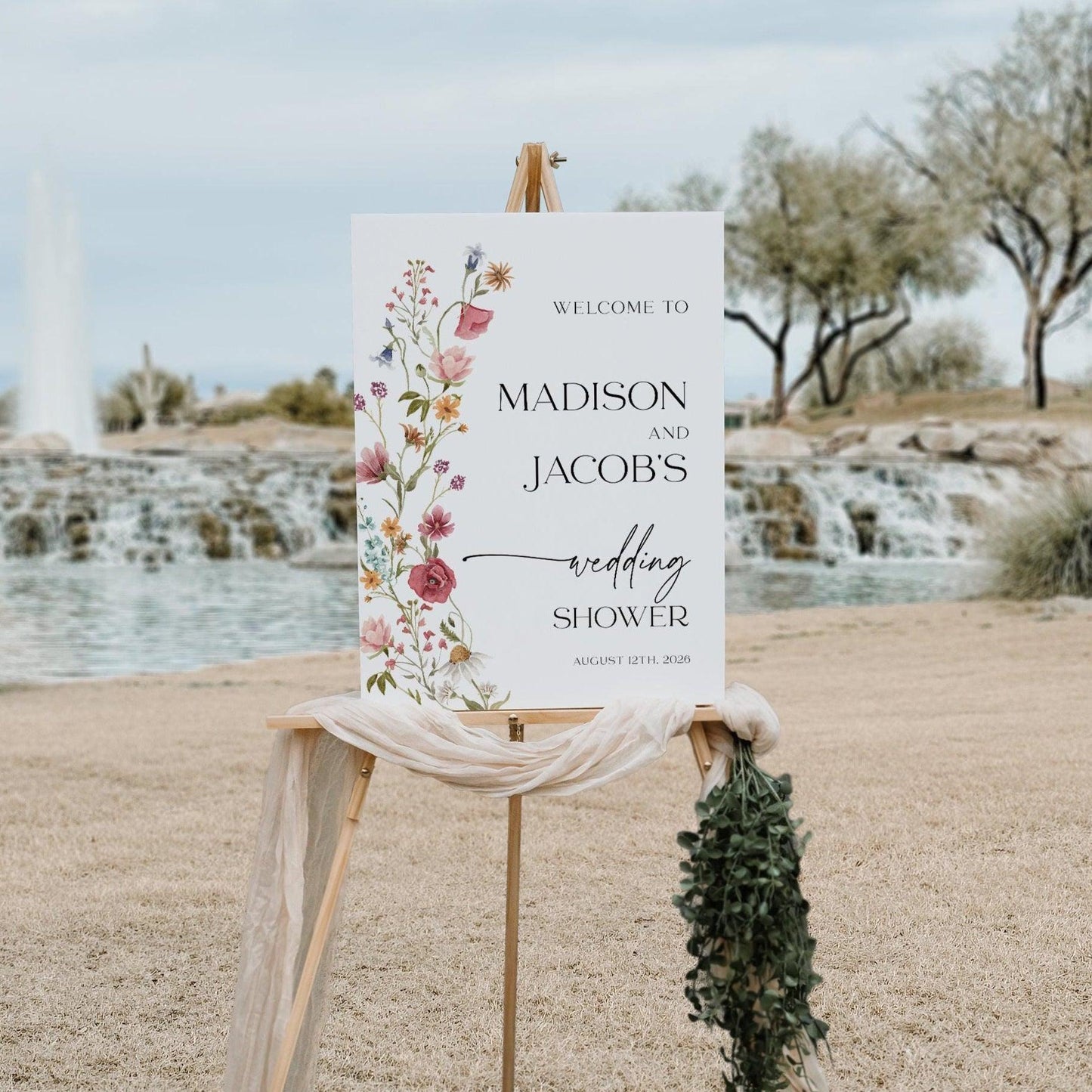 Wildflower Bridal Shower Welcome sign - LovelyTemplatesCo