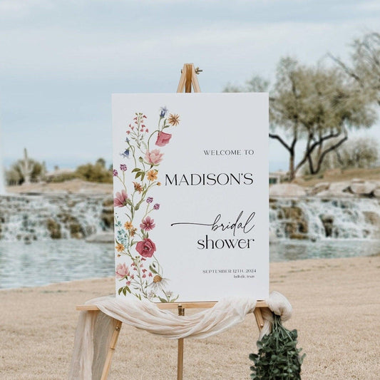 Wildflower Bridal Shower Welcome sign - LovelyTemplatesCo