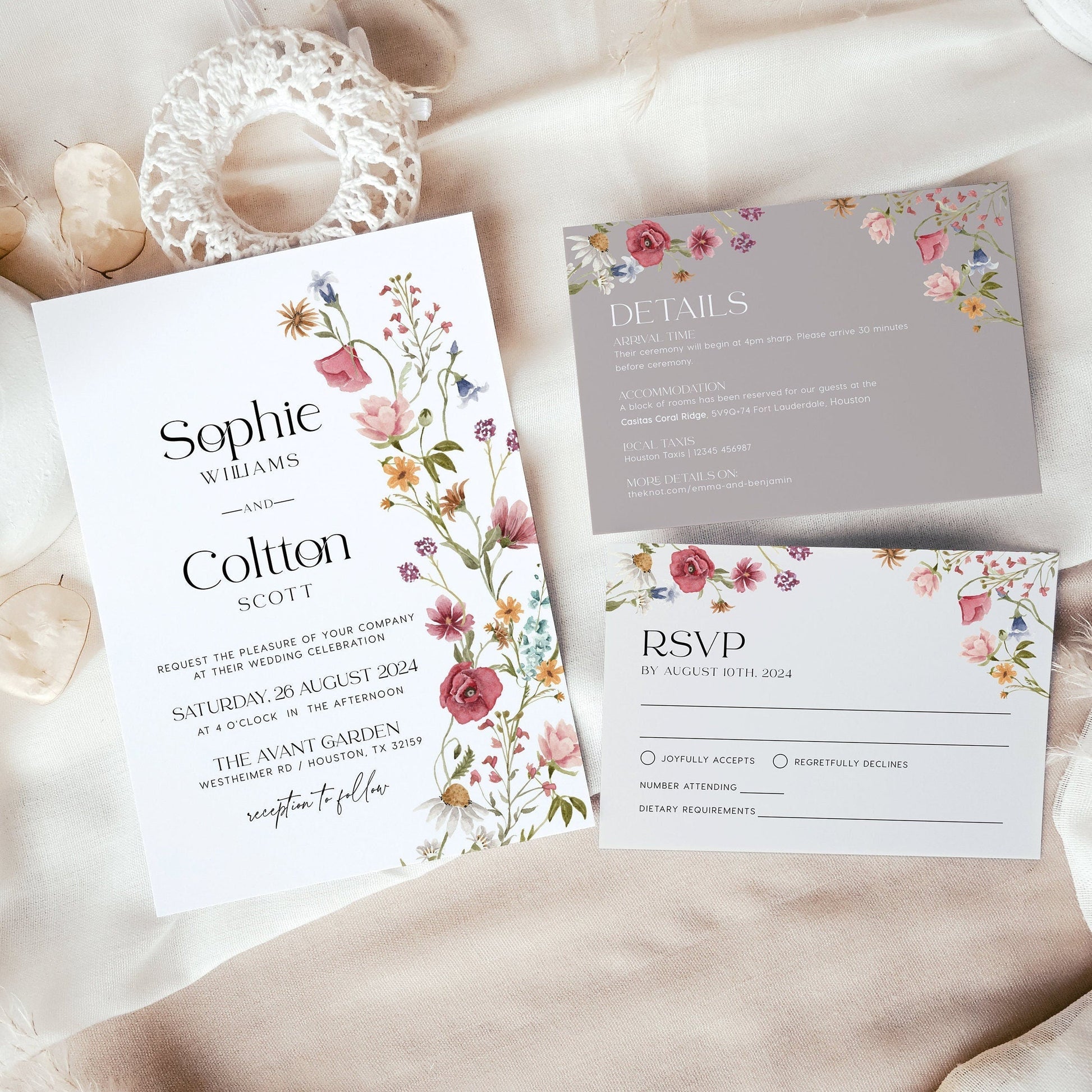 Wildflower Wedding Invitation - LovelyTemplatesCo