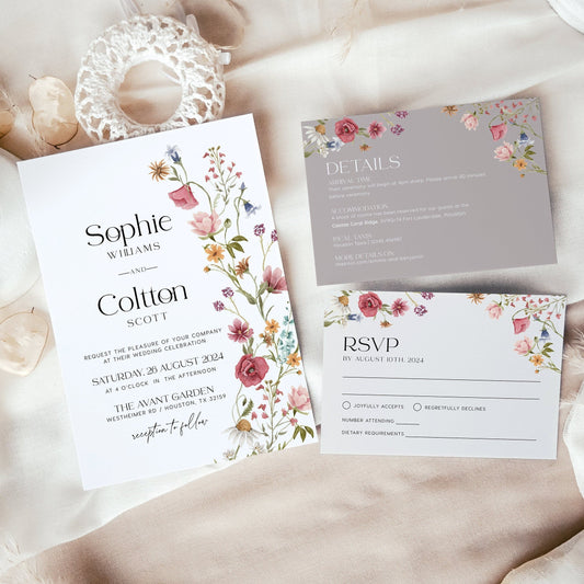 Wildflower Wedding Invitation - LovelyTemplatesCo