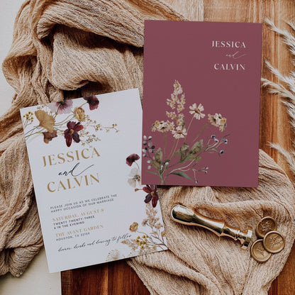 Wildflower wedding invitation template - LovelyTemplatesCo