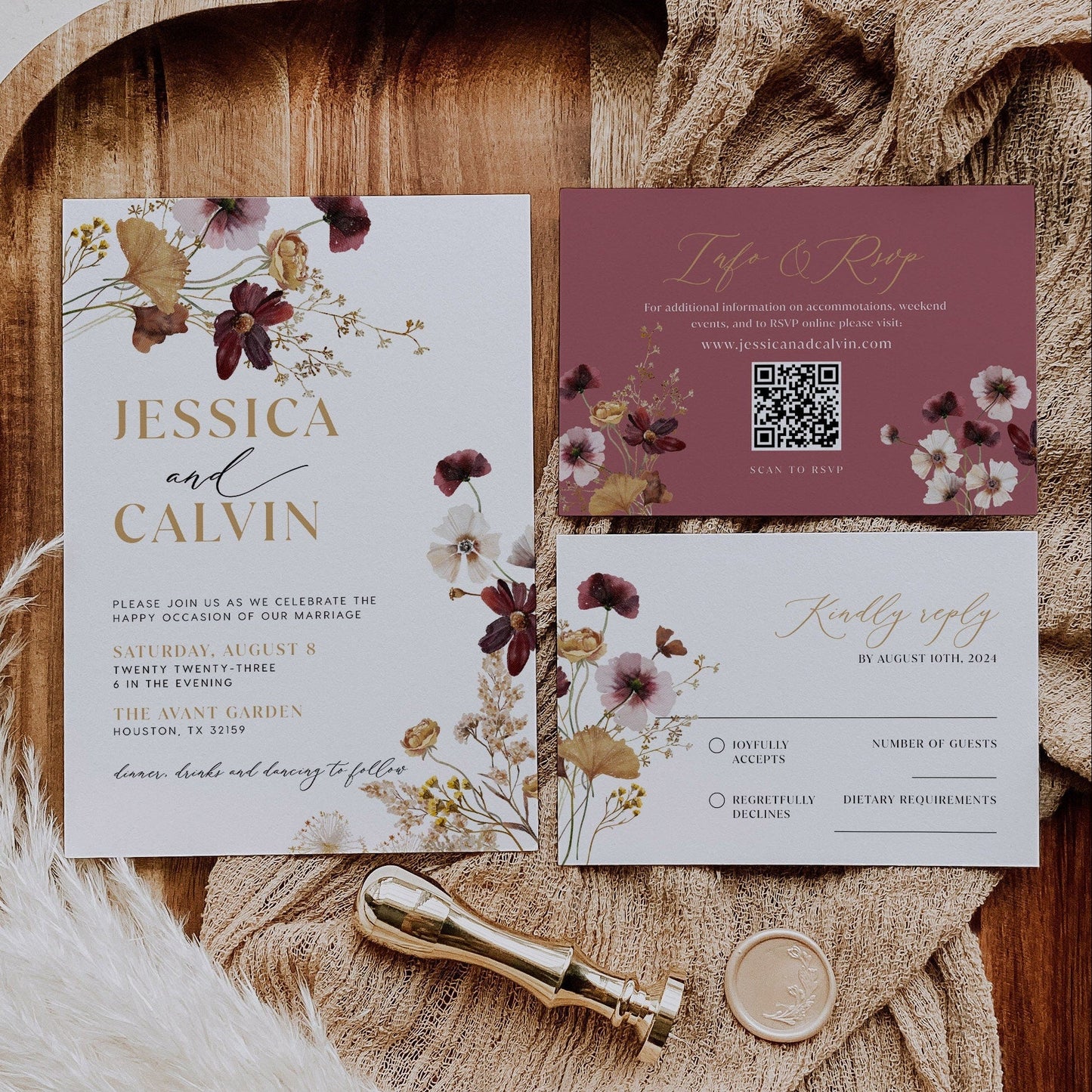 Wildflower wedding invitation template - LovelyTemplatesCo
