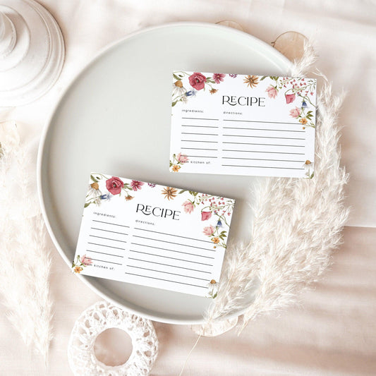 Wildfower Recipe Bridal Shower card - LovelyTemplatesCo