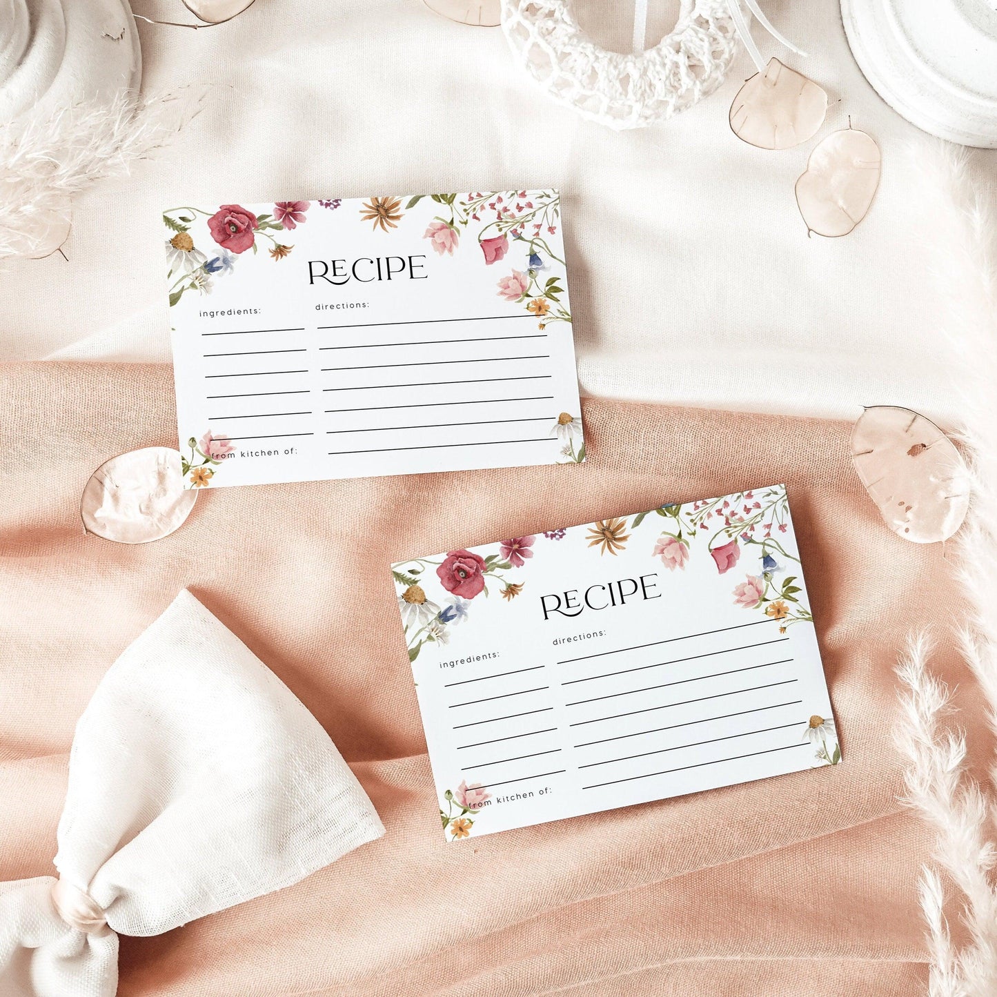 Wildfower Recipe Bridal Shower card - LovelyTemplatesCo