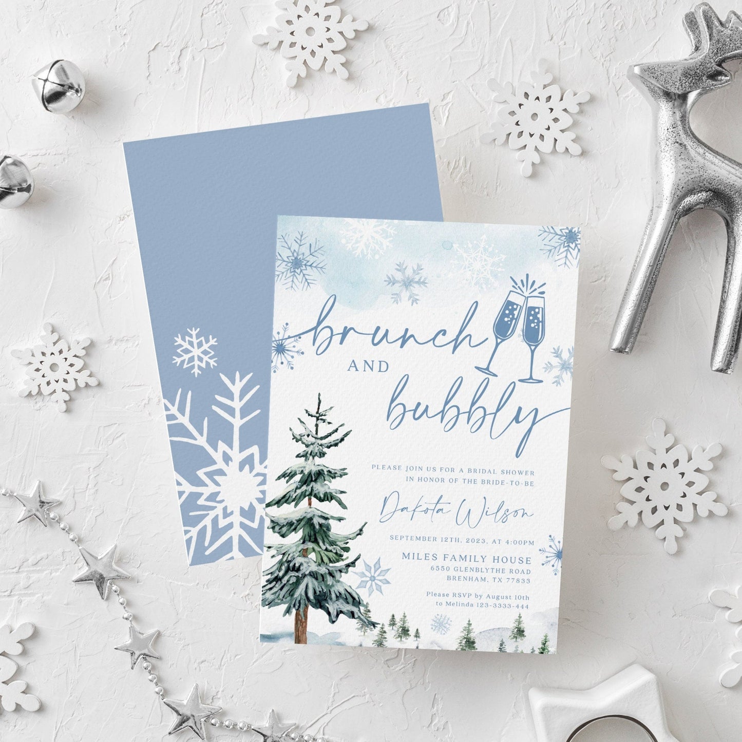 Winter Bridal Brunch invitation, Invitation template for Bridal Brunch - LovelyTemplatesCo