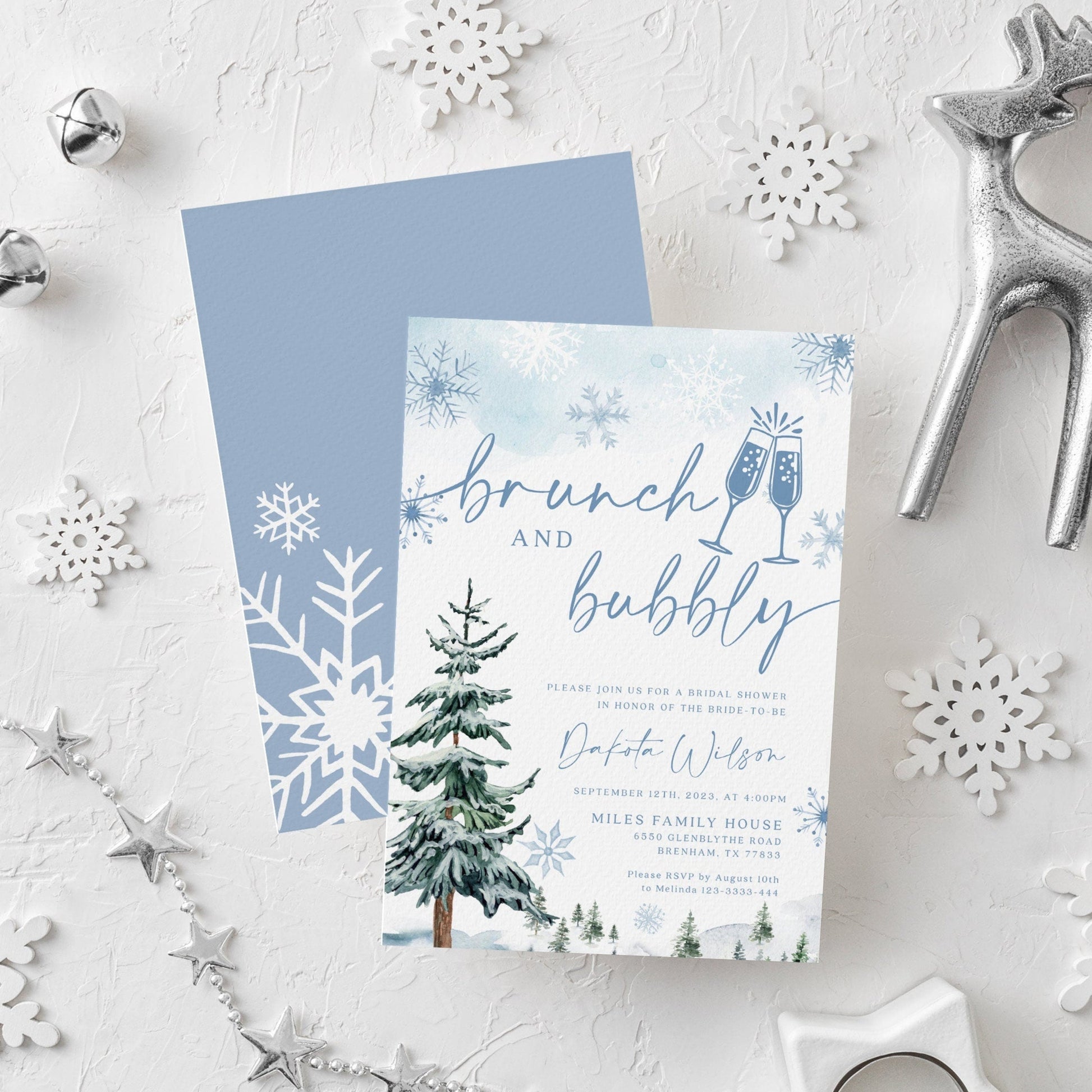 Winter Bridal Brunch invitation, Invitation template for Bridal Brunch - LovelyTemplatesCo