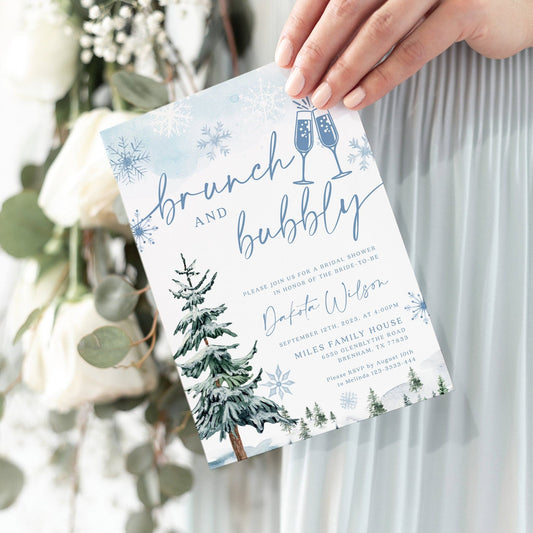 Winter Bridal Brunch invitation, Invitation template for Bridal Brunch - LovelyTemplatesCo