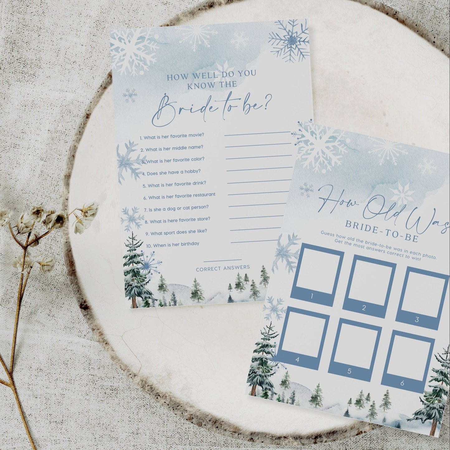Winter Bridal Shower games bundle, 10 games included - LovelyTemplatesCo