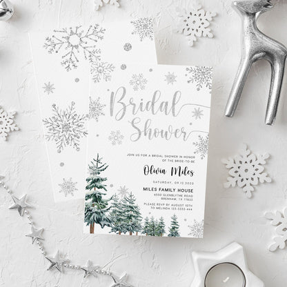 Winter Bridal shower invitation, Christmas bridal shower invitation - LovelyTemplatesCo
