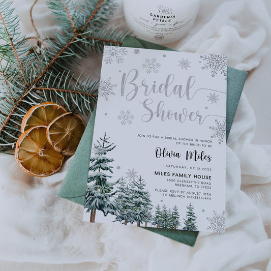 Winter Bridal shower invitation, Christmas bridal shower invitation - LovelyTemplatesCo