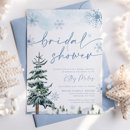 Winter bridal shower invitation, Winter wonderland bridal shower - LovelyTemplatesCo